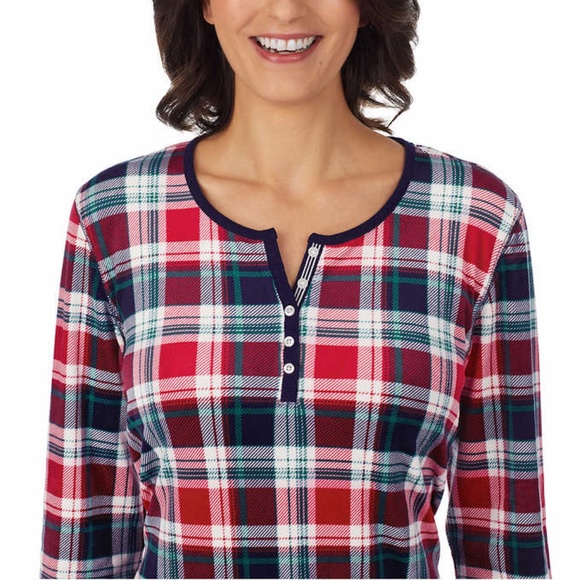 Nautica Women's 2 Piece PJ Pajama Set - Red Plaid - Picture 4 of 6